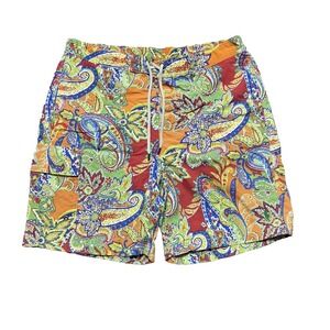 Vintage Polo Ralph Lauren Swim Trunks Mens Medium Multicolor Paisley Mesh Lined